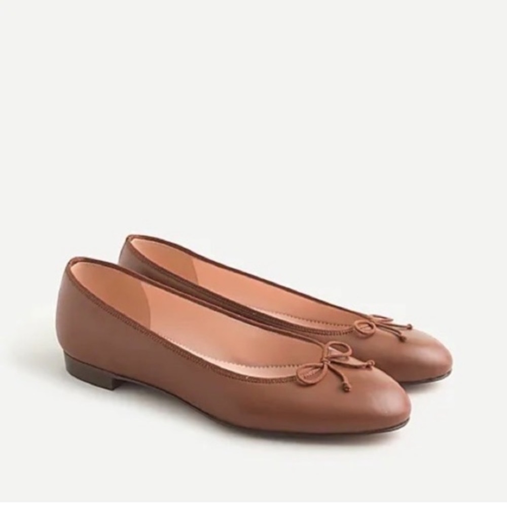 Brown j. crew Kiki classic ballet bow flats